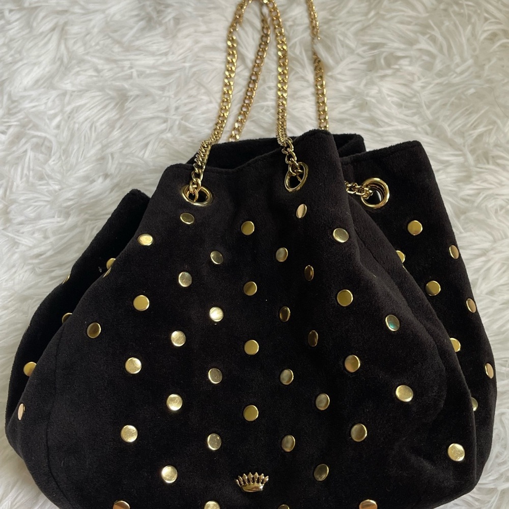 Sophisticated Black and Gold Women's Juicy Couture Shoulder Bag